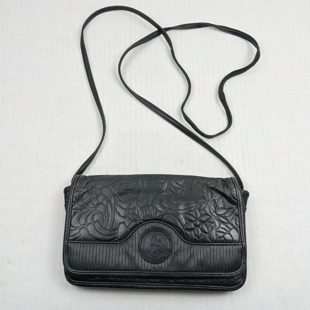Carlos Falchi Metallic Floral Leather Crossbody